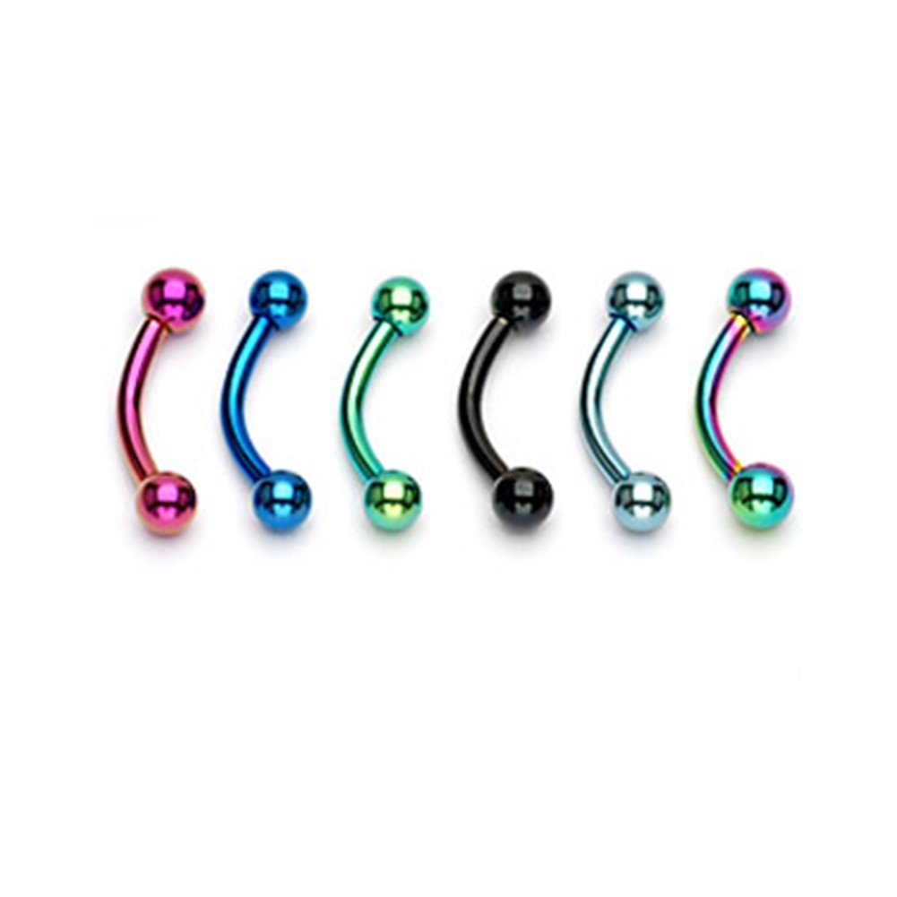 Black Eyebrow Ring 16G Anodized Titanium Curved Barbell Surgical Steel Piercing Black Eyebrow Ring 16G Anodized Titanium Curved Barbell Surgical Steel Piercing